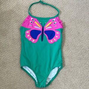 Mini Boden Teal and Pink Butterfly Kids Swimwear